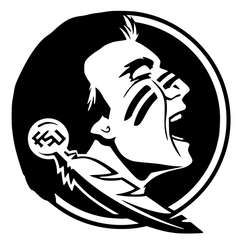 Black silhouette of the FSU Seminoles head logo — a typical input SVG.